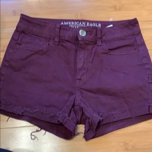 Maroon high rise shorts